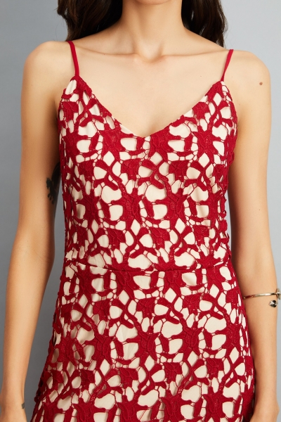 Floral Lace Trim Asymmetric Spaghetti Strap Sbort Party Cocktail Dress stylesimo.com