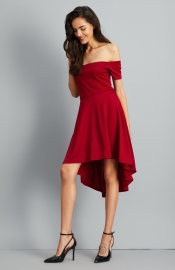 Elegant Short Sleeve Slash Neck Slim Pleated High Low Party Going Out Dress