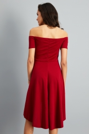 Elegant Short Sleeve Slash Neck Slim Pleated High Low Party Going Out Dress