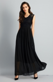 Chic Lace Paneled V Neck Slim Fit Dress