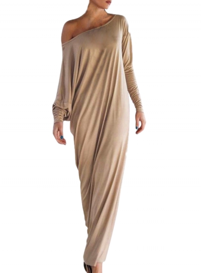 One Shoulder Ruffled Slit Maxi Dress YOUYOUFASHIONEC.com