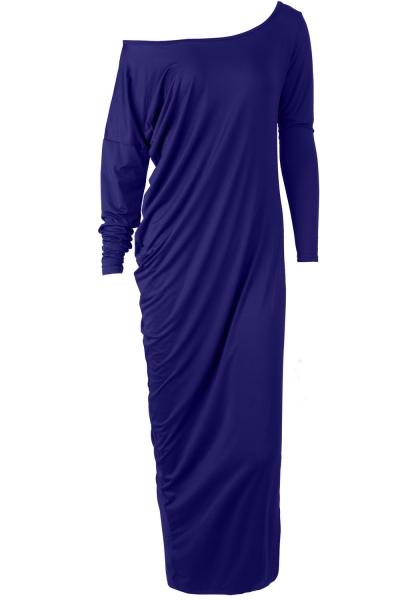 One Shoulder Ruffled Slit Maxi Dress STYLESIMO.com