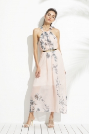 Charming Floral Printed Sleeveless Maxi Dress