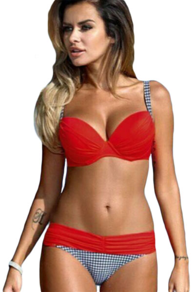 red push up bikini set