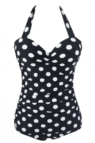 white polka dot one piece swimsuit