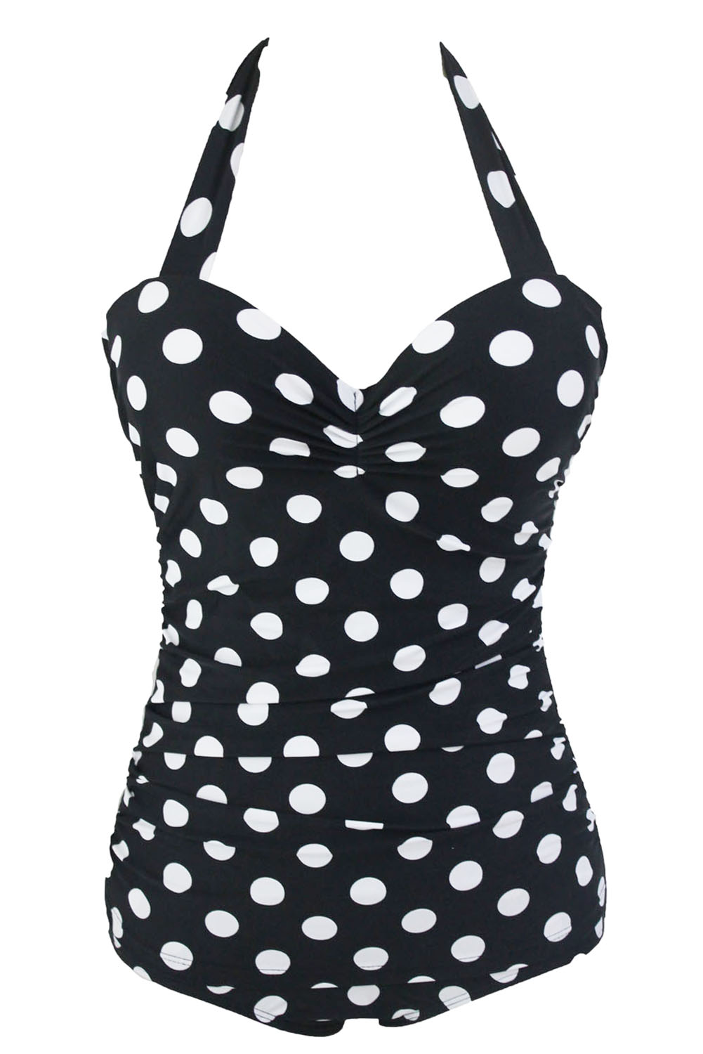 Black White Polka Dot Retro One Piece Swimsuit Stylesimo Com