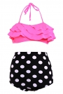 vintage-pin-up-pink-black-dot-bandeau-high-waist-bikini