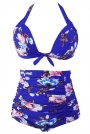 floral-print-royal-blue-high-waist-bikini-swimsuit