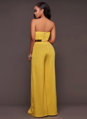 Women's Fashion Strapless High Slit Wide-leg Jumpsuit