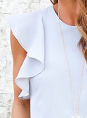 Women's Ruffle Sleeve Solid Chiffon Blouse