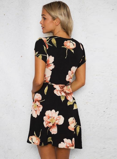 floral print dress with sleeves