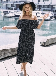 Women's Polka Dot Flounce Sleeve Jumpsuit