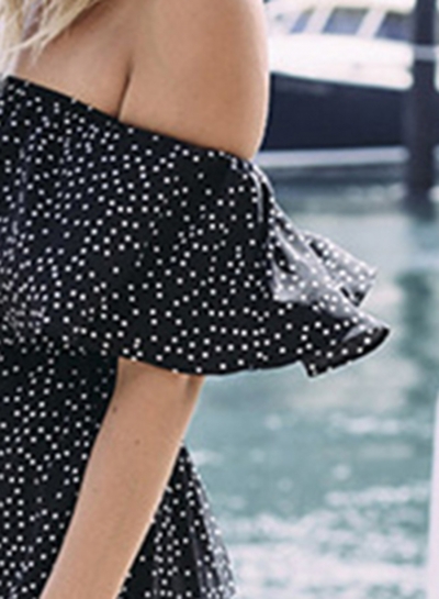 Women's Polka Dot Flounce Sleeve Jumpsuit stylesimo.com