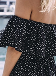 Women's Polka Dot Flounce Sleeve Jumpsuit