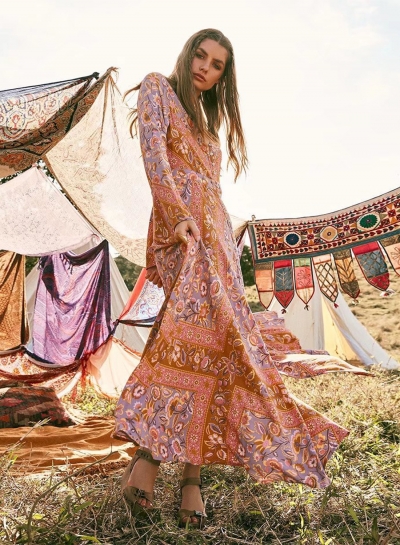 floral maxi split dress