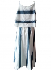 Women's Fashion Striped 2 Piece Maxi Skirt Set