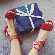 Women's Fashion Open Toe Ankle Lace up High Heels Sandals with Tassel