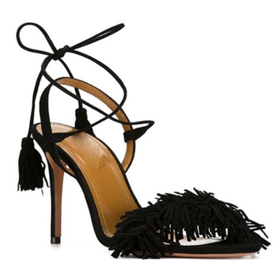 Women's Fashion Open Toe Ankle Lace up High Heels Sandals with Tassel YOUYOUFASHIONEC.com