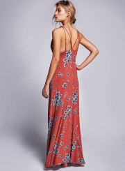 Women's Deep V Neck Floral Print Dress