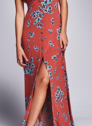 Women's Deep V Neck Floral Print Dress