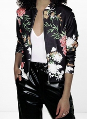 Women's Floral Full Zip Bomber Jacket
