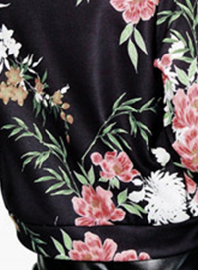 Women's Floral Full Zip Bomber Jacket stylesimo.com