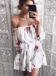 Women's Slash Neck Floral Print Dress