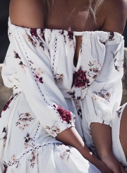 Women's Slash Neck Floral Print Dress