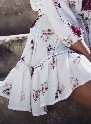 Women's Slash Neck Floral Print Dress
