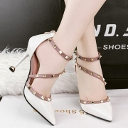 Women's Pointed Toe Rivet High Heels Pumps