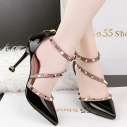 Women's Pointed Toe Rivet High Heels Pumps