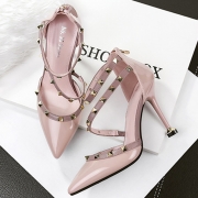 Women's Pointed Toe Rivet High Heels Pumps