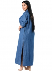 Women's Open front Longline Denim Trench Coat