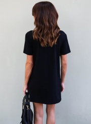 Women's Fashion Floral Print Short Sleeve Slim Mini Dress