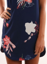 Women's Fashion Sleeveless Floral Print Spaghetti Strap Mini Dress