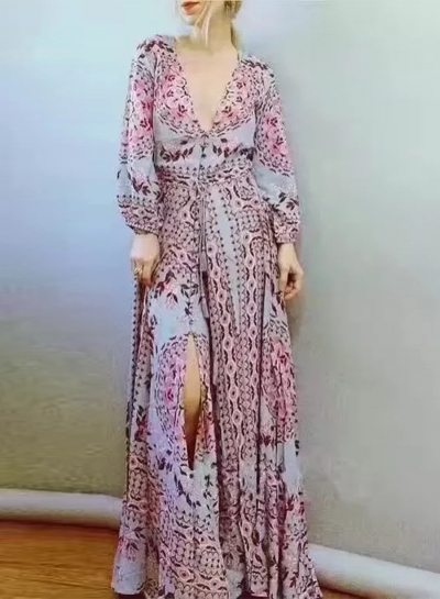 long floral dress with slit