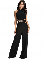 Women's Fashion Halter Sleeveless off Shoulder Wide Leg Jumpsuit