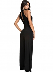 Women's Fashion Halter Sleeveless off Shoulder Wide Leg Jumpsuit