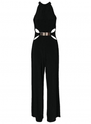 Women's Fashion Halter Sleeveless off Shoulder Wide Leg Jumpsuit