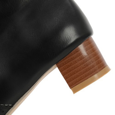 Women's Vintage Solid Block Heels Boots with Tassel stylesimo.com