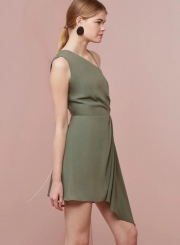 Women's One Shoulder Backless Irregular Dress