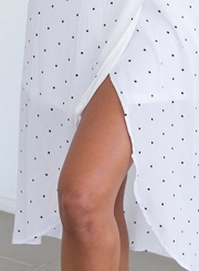 Women's V Neck Short Sleeve Polka Dots Irregular Dress