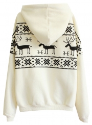 Women's Christmas Deer Kangaroo Pocket Pullover Hoodie