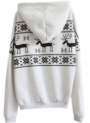Women's Christmas Deer Kangaroo Pocket Pullover Hoodie