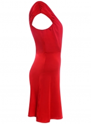 Women's Fashion Solid V Neck Sleeveless A-line Club Dress