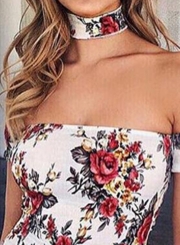 Women's Fashion off Shoulder Short Sleeve Floral Bodycon Mini Club Dress