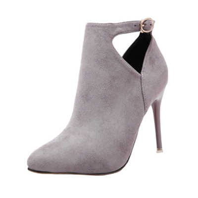 Women's Hollow out Pointed Toe Stiletto Heels Boots STYLESIMO.com