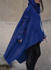 Women's Fashion Solid Long Sleeve Loose Irregular Hoodie
