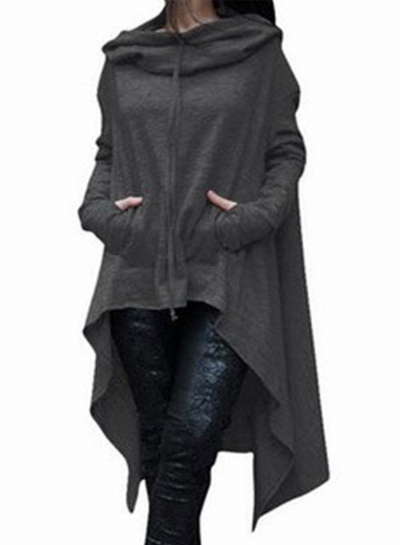 Women's Fashion Solid Long Sleeve Loose Irregular Hoodie LZDINTECOMMERCE.com