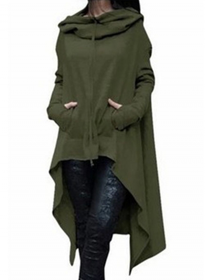 Women's Fashion Solid Long Sleeve Loose Irregular Hoodie YOUYOUFASHIONEC.com